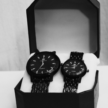 Premium His & Her Black Couple Wrist Watch