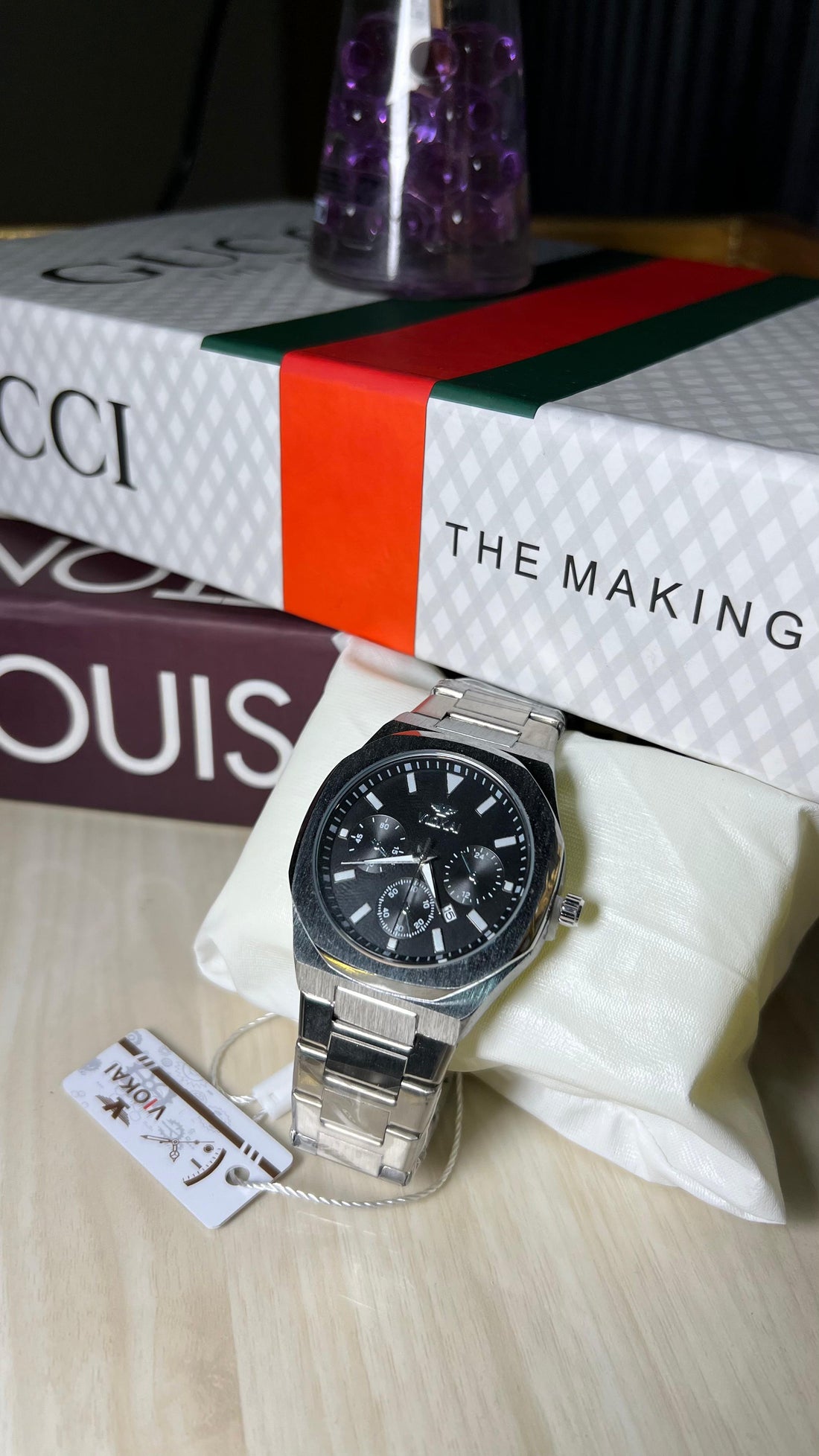 Viokai premium semi auto steel chain watch