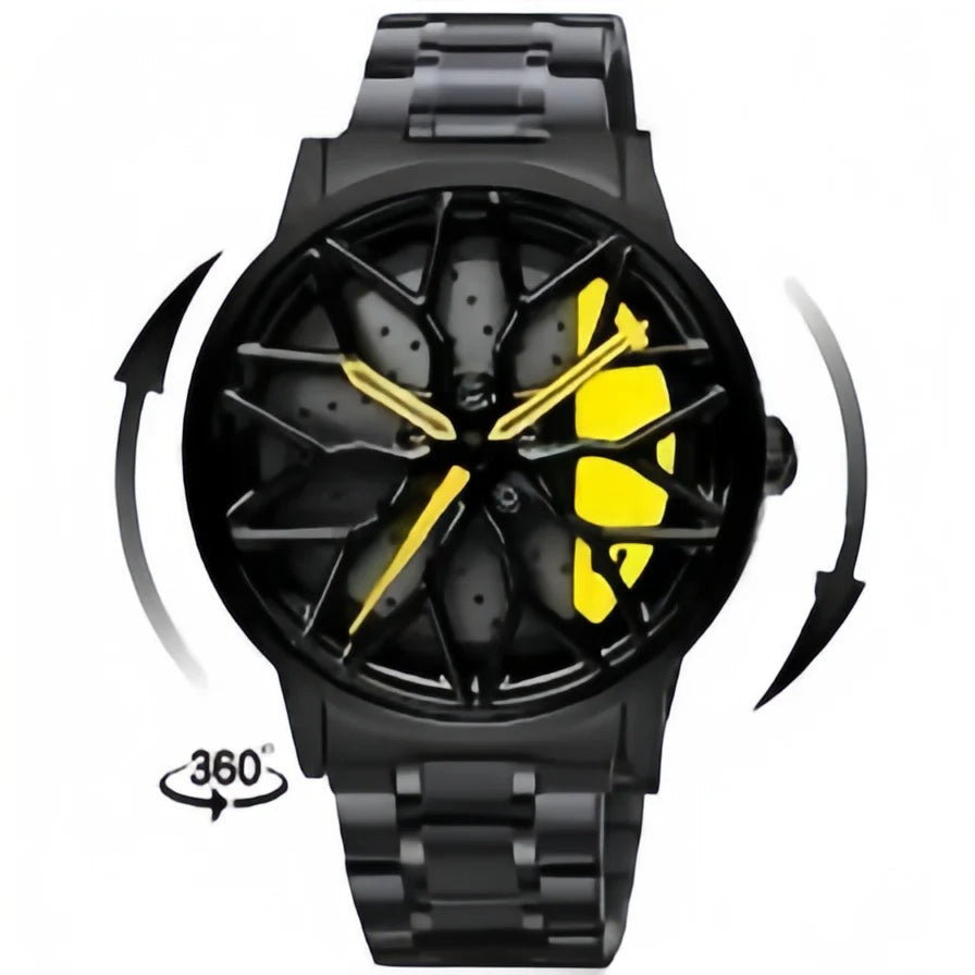 Limited Edition Rotating Alloy Wheel watch - Stainless Steel Chain